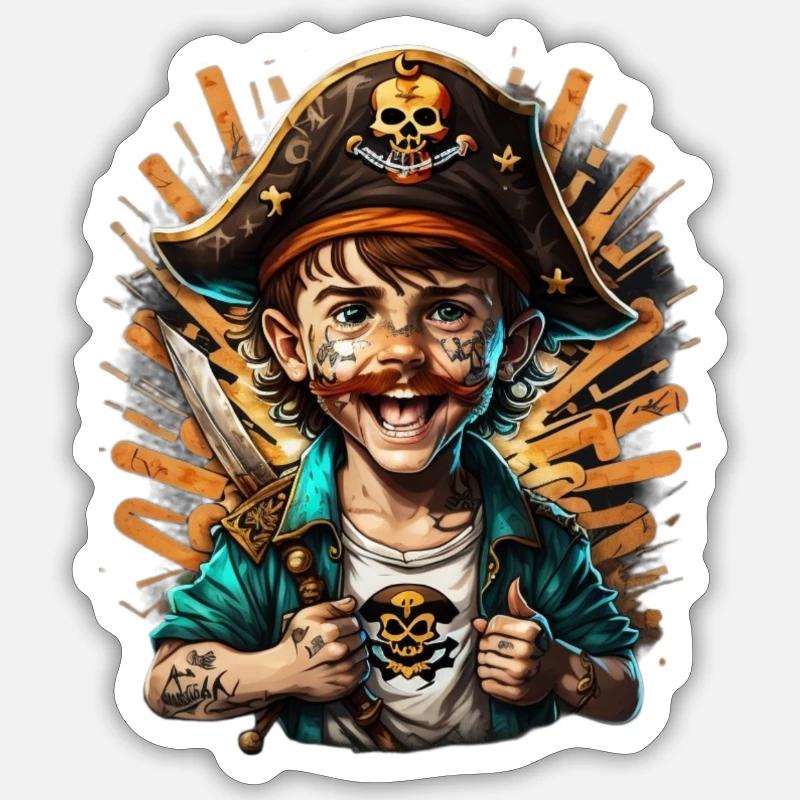 PiratBoy - Sticker taille S (10 x 10 cm) - blanc mat
