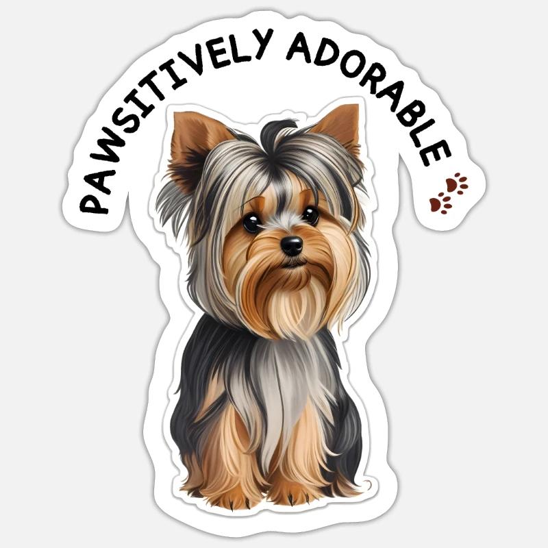 Yorkie avec une déclaration douce Sticker taille S (10 x 10 cm)