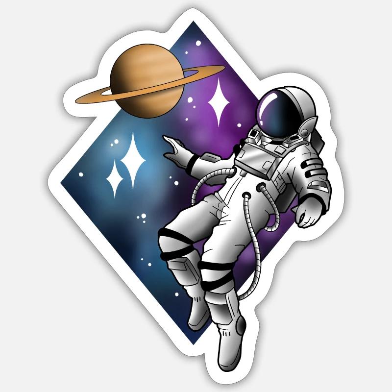 Tatouage flottant d’astronaute - Sticker taille S (10 x 10 cm) - blanc mat