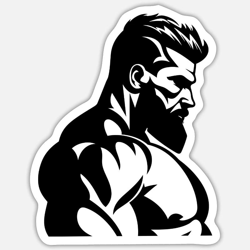 trained guy - Sticker size S (10 x 10 cm) - white matte