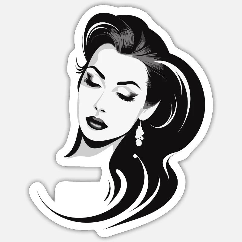 hübsche junge Dame - Sticker Größe S (10 x 10 cm) - Mattweiß