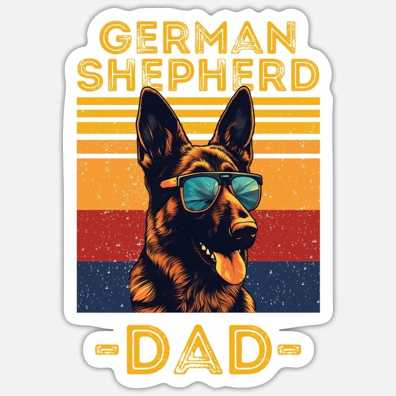 Deutscher Schäferhund mit sonnenbrille retro - Sticker Größe S (10 x 10 cm) - Mattweiß
