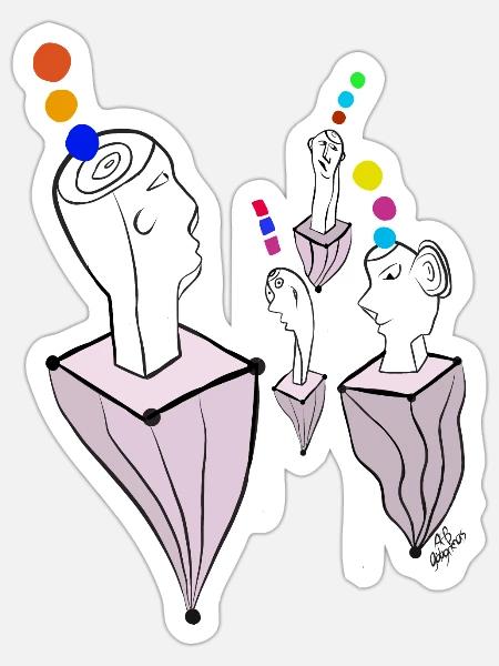 Schwerelosigkeit v Multicolor - Sticker Größe S (10 x 10 cm) - Mattweiß