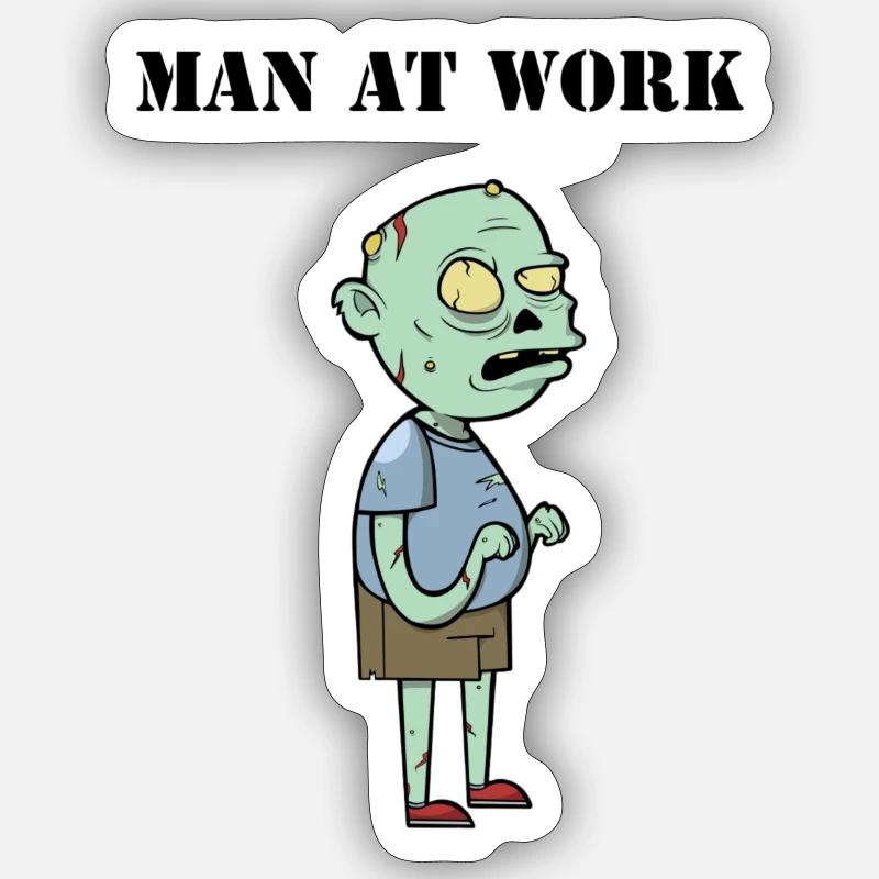 Mann bei der Arbeit - Sticker Größe S (10 x 10 cm) - Mattweiß