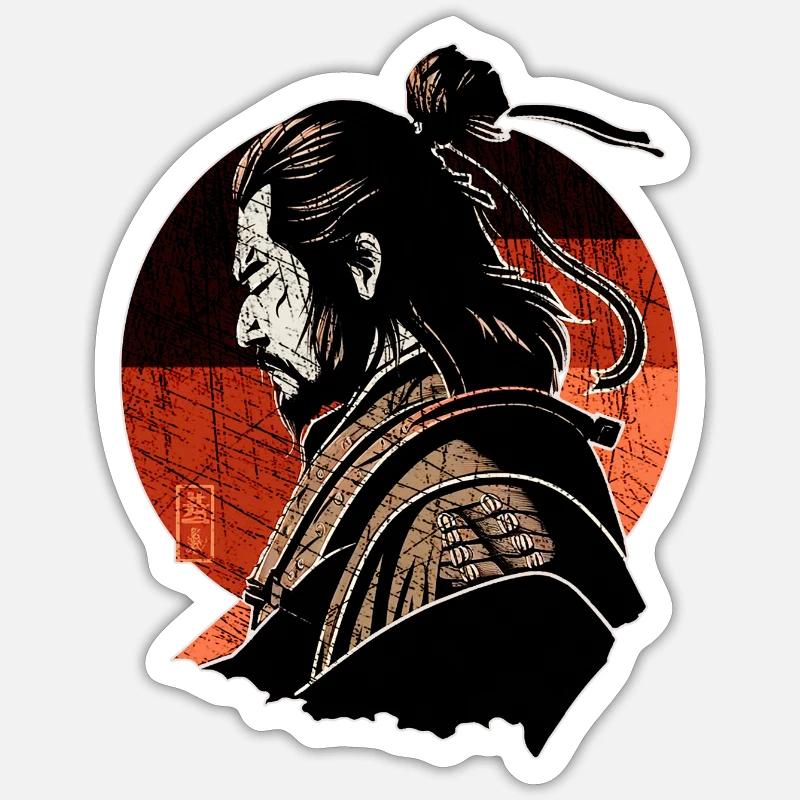 Samouraï Warrior’s Grace - Sticker taille S (10 x 10 cm) - blanc mat
