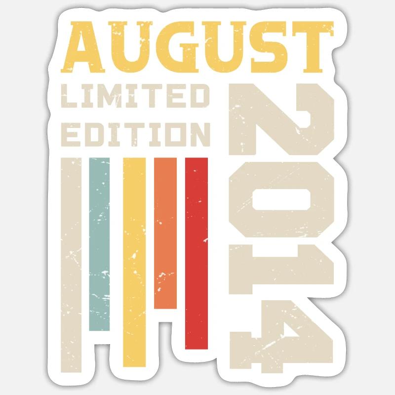 August 2014 - Geburtstagsgeschenk August 2014 August - Sticker Größe S (10 x 10 cm) - Mattweiß