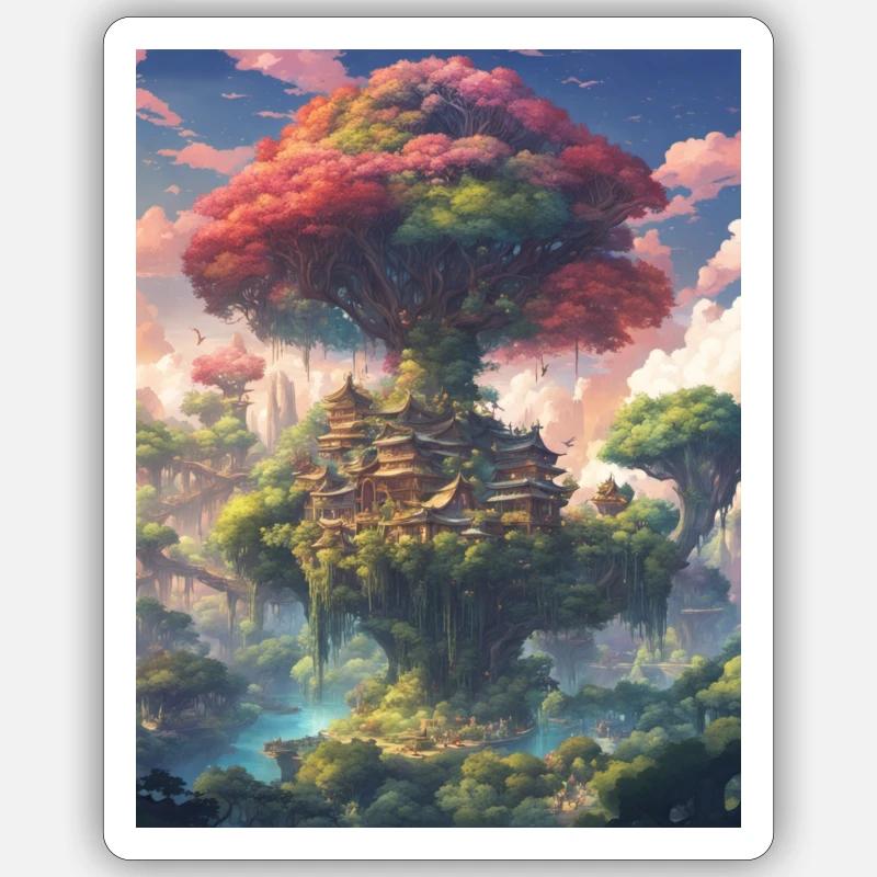 Mythical World Tree - Sticker size S (10 x 10 cm) - white matte