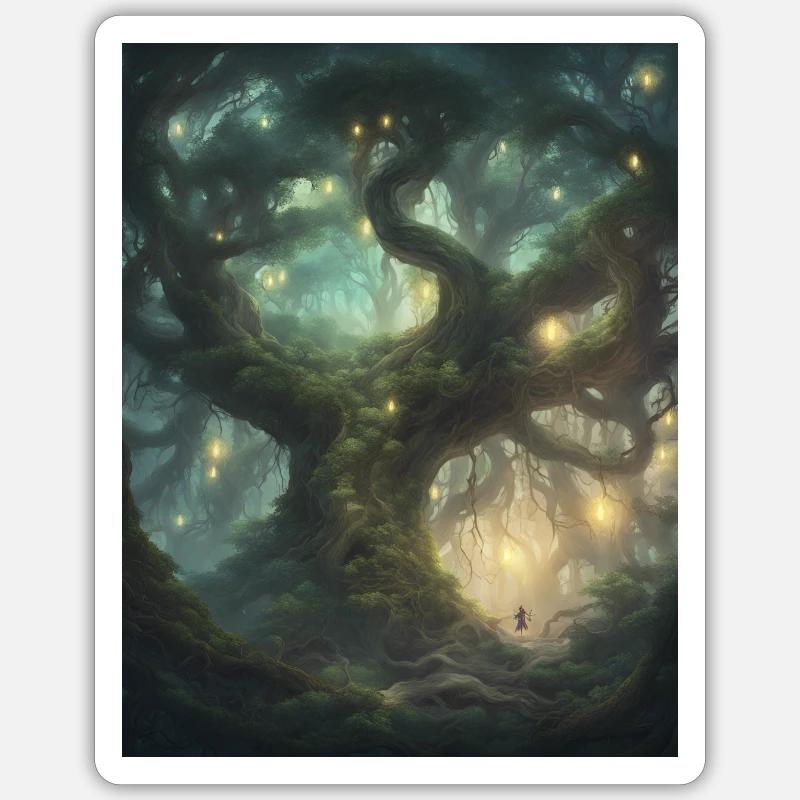 Mystical tree - Sticker size S (10 x 10 cm) - white matte
