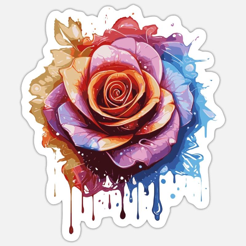 Rainbow Rose - Sticker size S (10 x 10 cm) - white matte