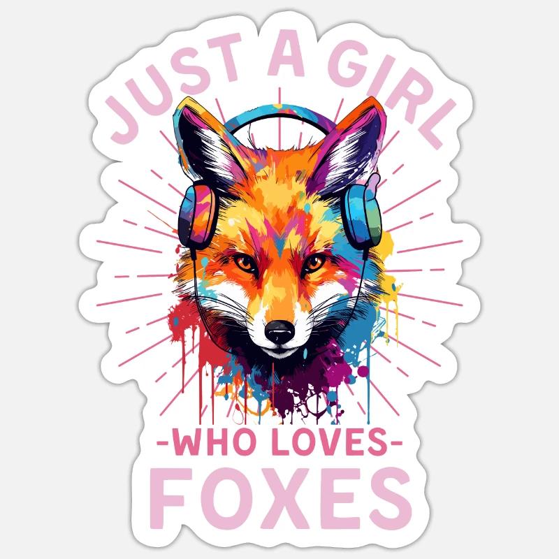 Fuchs mit Kopfhörer - Sticker Größe S (10 x 10 cm) - Mattweiß