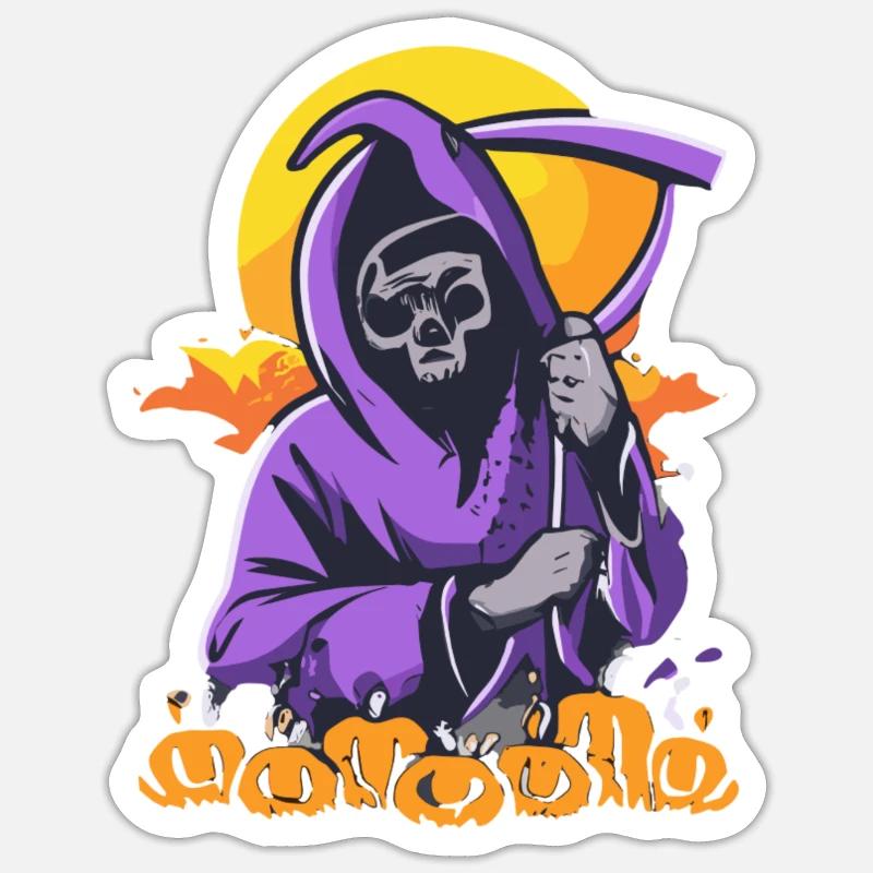 Halloween Mystischer Sensenmann - Sticker Größe S (10 x 10 cm) - Mattweiß