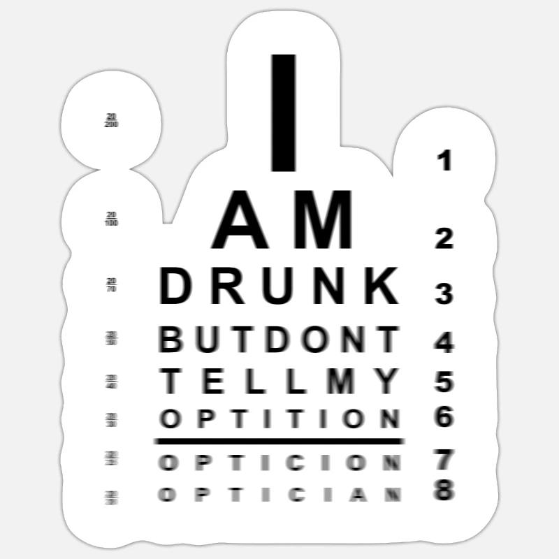 Blurry drunk eye chart - Sticker size S (10 x 10 cm) - white matte