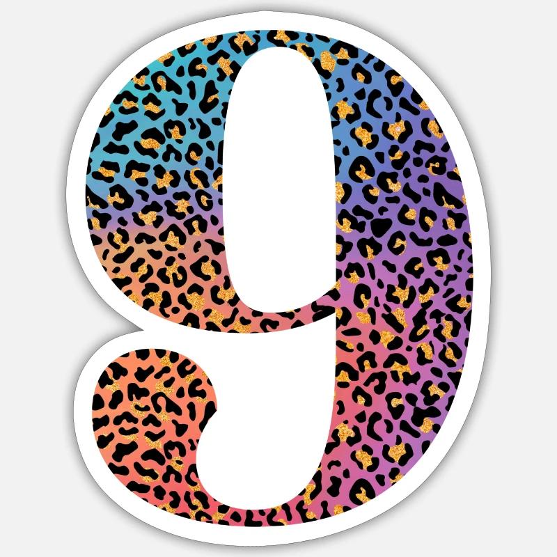9. Geburtstag Leopard - Sticker Größe S (10 x 10 cm) - Mattweiß