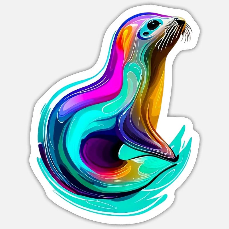 Phoque - Sticker taille S (10 x 10 cm) - blanc mat