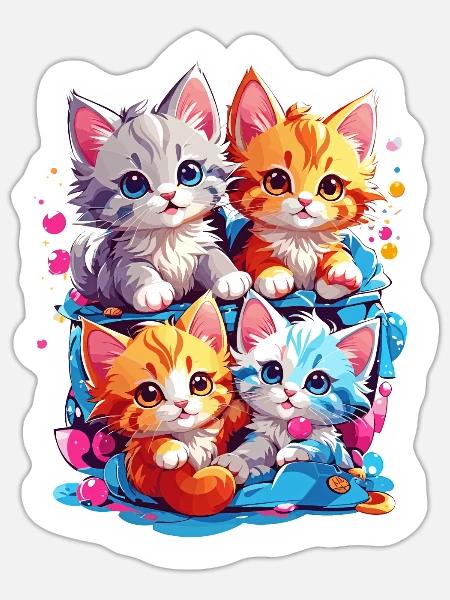 Cat quartet - Sticker Größe S (10 x 10 cm) - Mattweiß