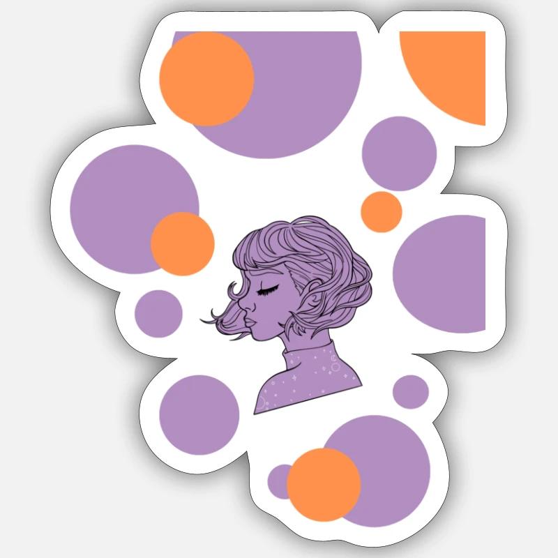 Pull cosmique Girl Side View Sticker taille S (10 x 10 cm)