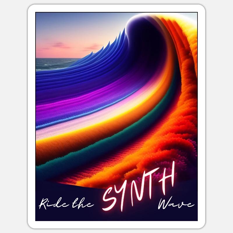 Ride the Synthwave - Sticker Größe S (10 x 10 cm) - Mattweiß