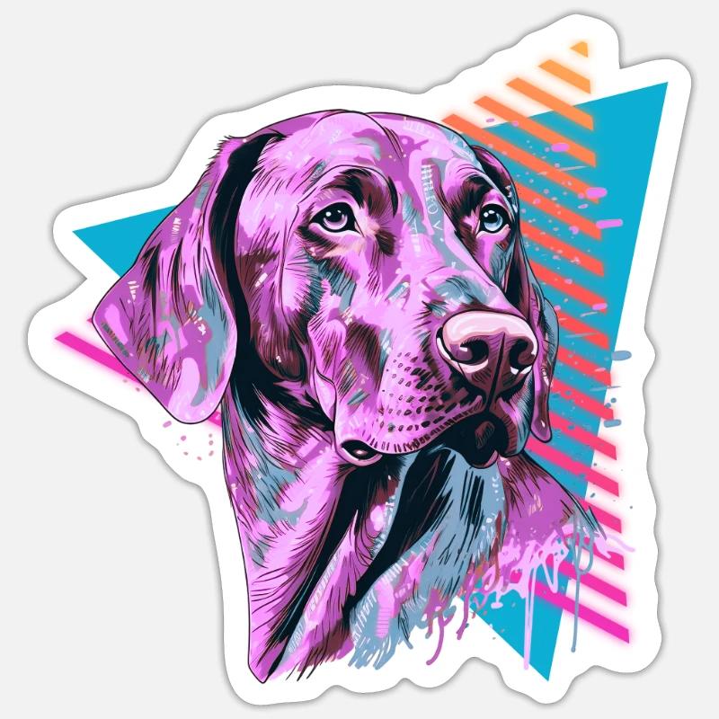 Vizsla 80s style - Sticker size S (10 x 10 cm) - white matte