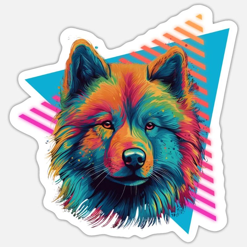 Samoyed 80s style - Sticker size S (10 x 10 cm) - white matte