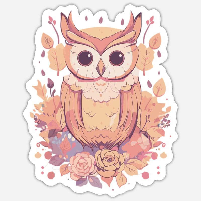 Eule - Sticker Größe S (10 x 10 cm) - Mattweiß