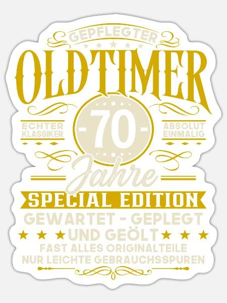 70 Geburtstag Geschenk Oldtimer 70 Jahre - Sticker Größe S (10 x 10 cm) - Mattweiß