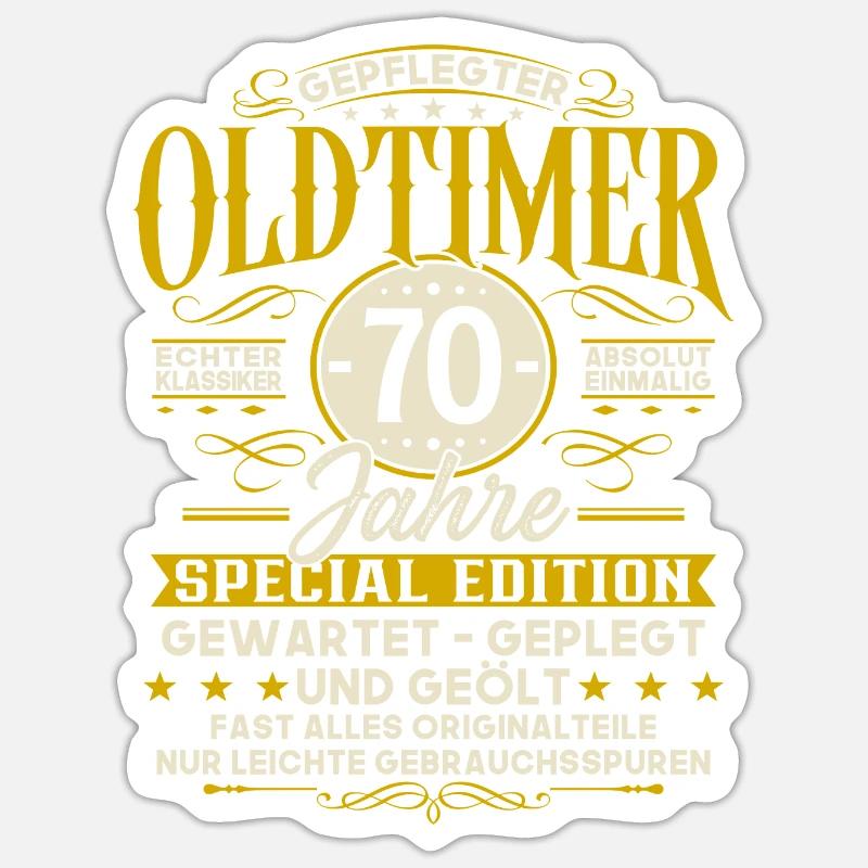 70 Geburtstag Geschenk Oldtimer 70 Jahre Sticker Größe S (10 x 10 cm)