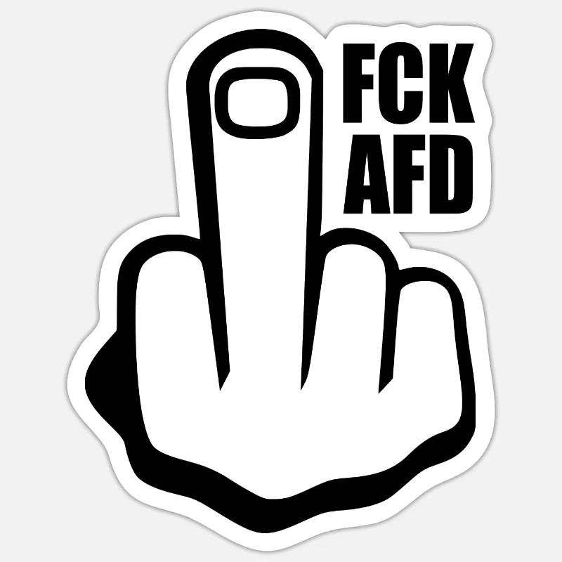Fck afd Mittelfinger - Sticker Größe S (10 x 10 cm) - Mattweiß