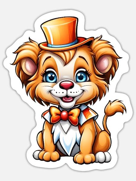 Zirkus Löwe Kinder Kissen Tasse Sticker Button - Sticker Größe S (10 x 10 cm) - Mattweiß