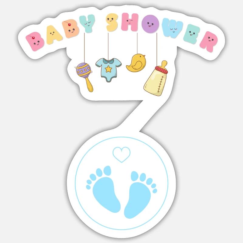 Babyshower - blue - Sticker size S (10 x 10 cm) - white matte