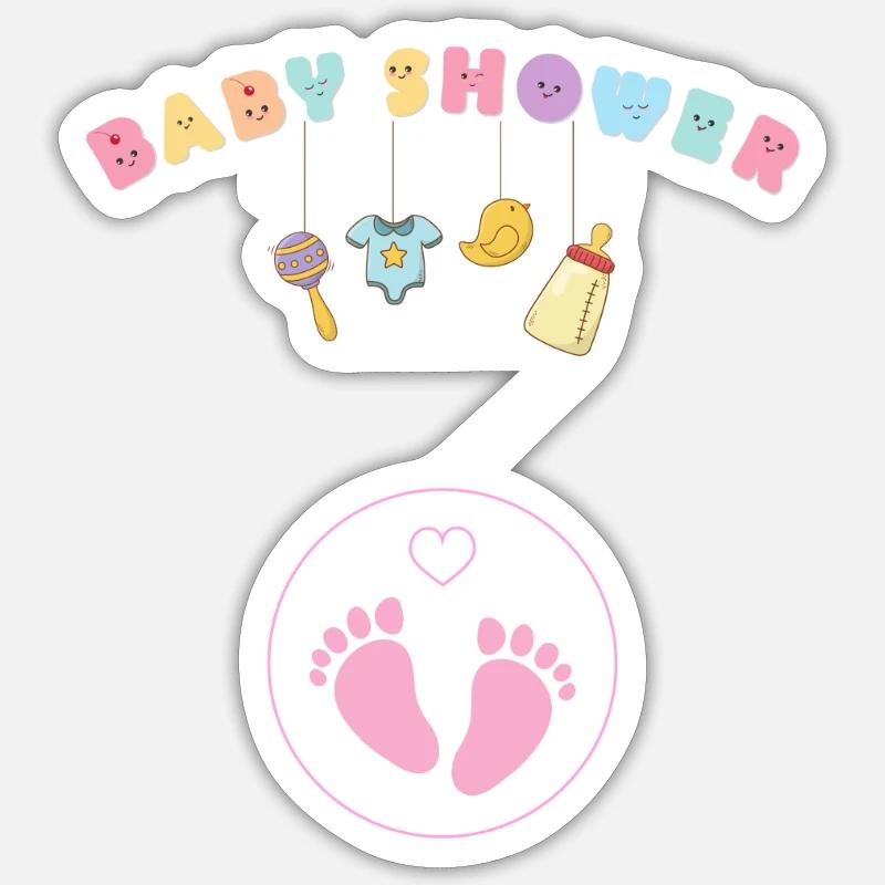 Babyshower - pink - Sticker size S (10 x 10 cm) - white matte