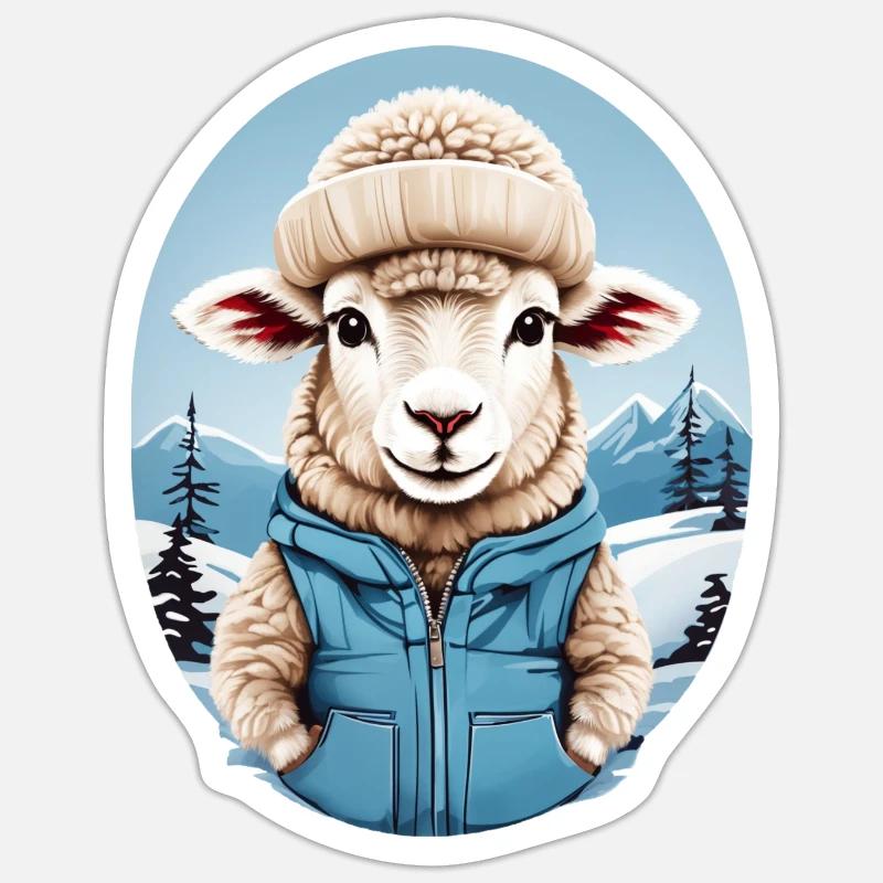 Mouton doux - Sticker taille S (10 x 10 cm) - blanc mat