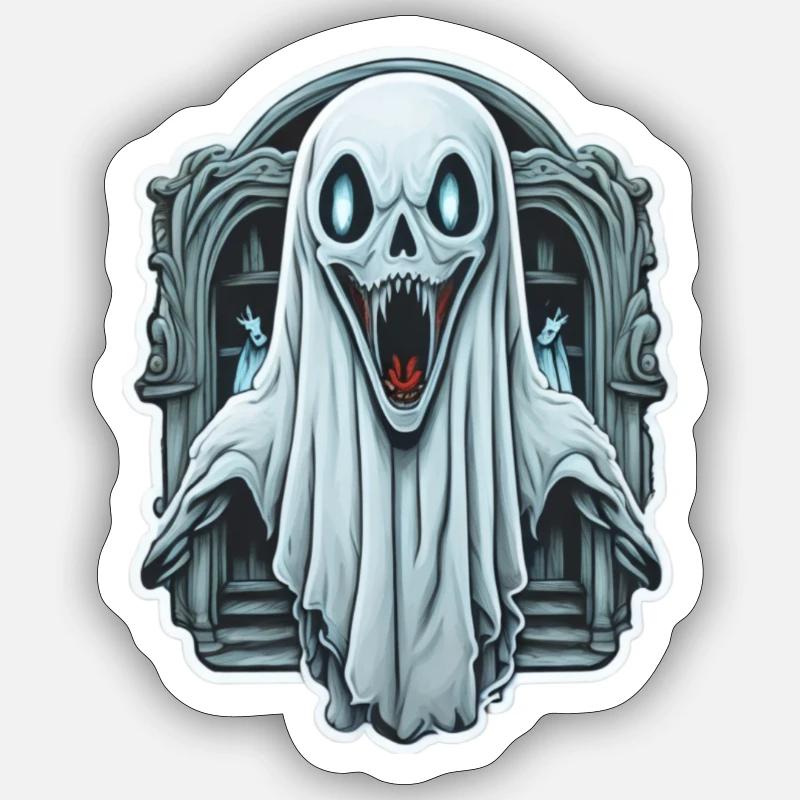 Fantôme - Sticker taille S (10 x 10 cm) - blanc mat