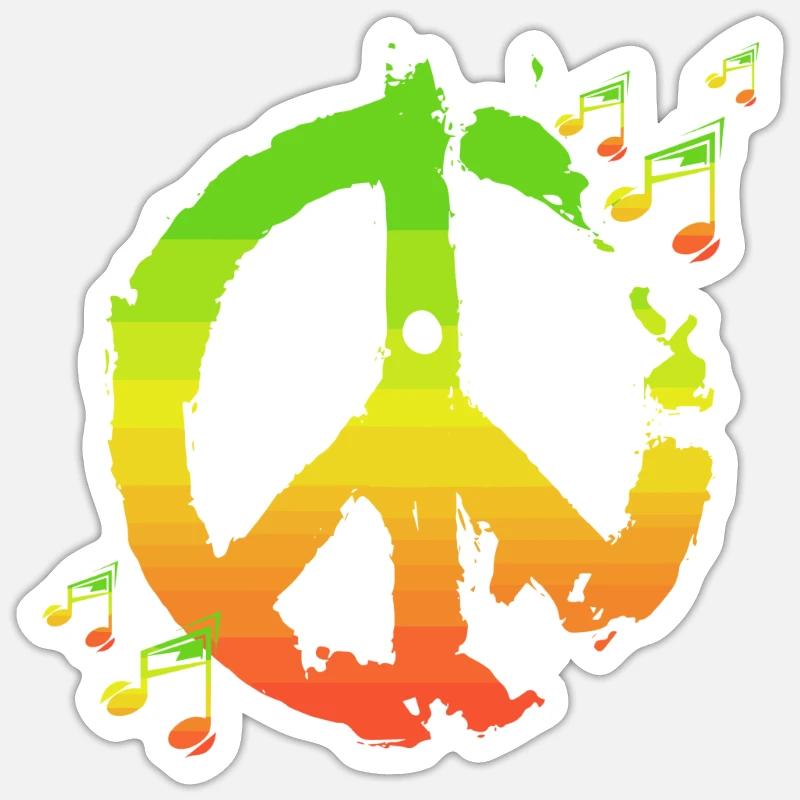 Paix reggae - Sticker taille S (10 x 10 cm) - blanc mat