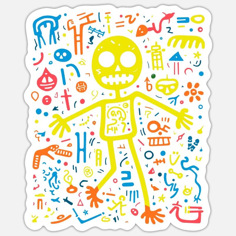 Skeleton's Groovy Jive - Sticker size S (10 x 10 cm) - white matte