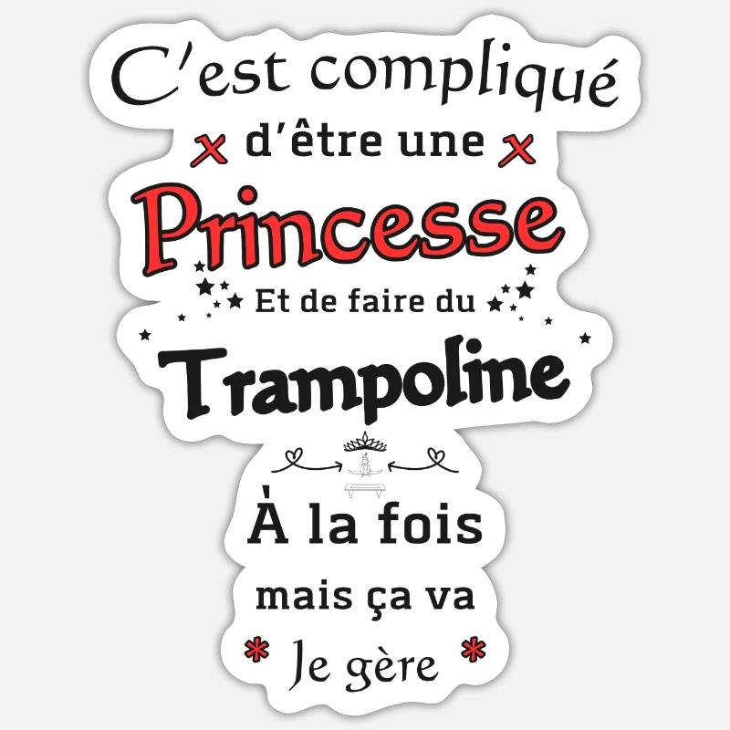 Princesse Et Trampoline - Sticker taille S (10 x 10 cm) - blanc mat