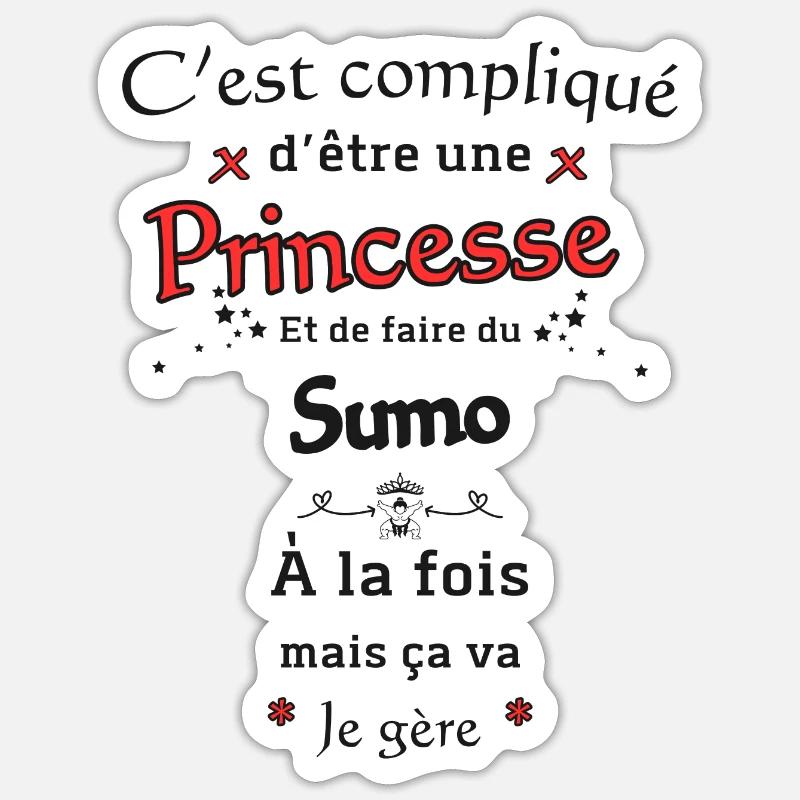 Princesse Et Sumo - Sticker taille S (10 x 10 cm) - blanc mat