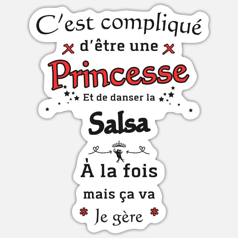 Princesse et Salsa - Sticker taille S (10 x 10 cm) - blanc mat