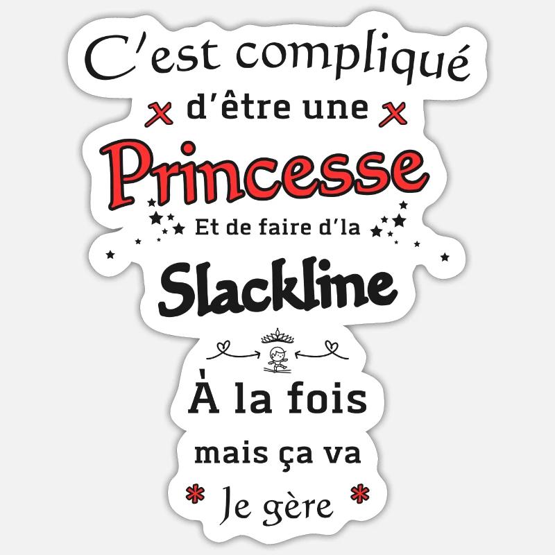 Princesse Et Slackline - Sticker taille S (10 x 10 cm) - blanc mat