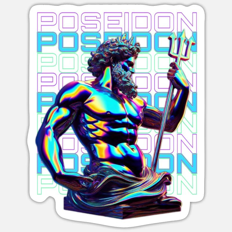 Neon Poseidon Trident Sticker size S (10 x 10 cm)
