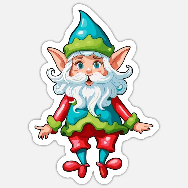 Diablotin / Nain / Fée / Noël / Elfe - Sticker taille S (10 x 10 cm) - blanc mat