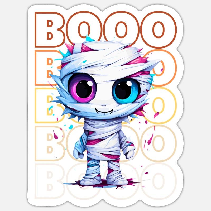 Chibi Unwind & Booo! Wrapped-up Mummy Tee! Sticker size S (10 x 10 cm)