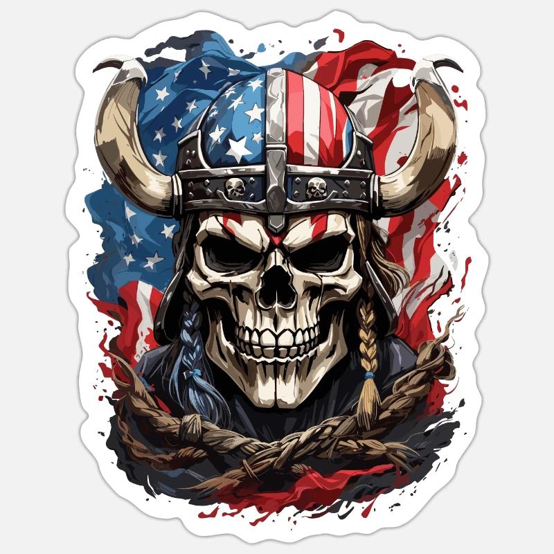 US-Wikinger-Krieger - Sticker Größe S (10 x 10 cm) - Mattweiß