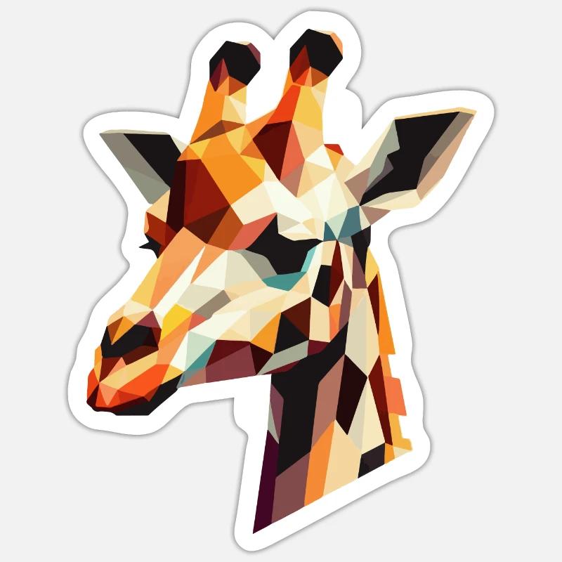 Giraffe Kopf Geometrisch - Sticker Größe S (10 x 10 cm) - Mattweiß