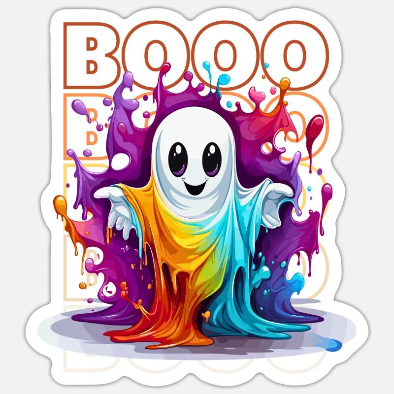 Chibi Float & Booo! Tee-shirt Wisp lunatique ! Sticker taille S (10 x 10 cm)