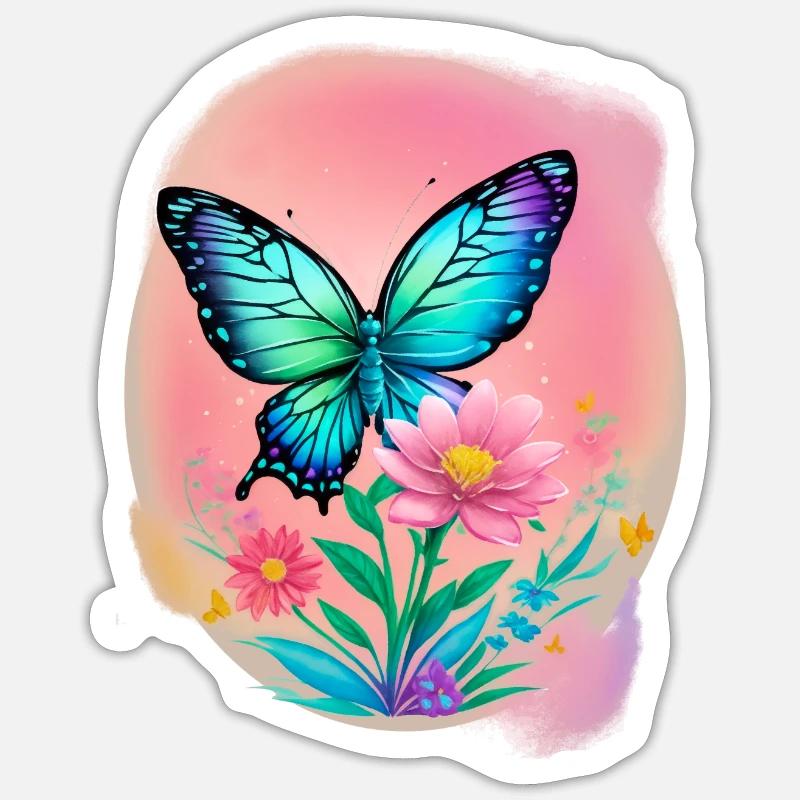 Papillon - Sticker taille S (10 x 10 cm) - blanc mat