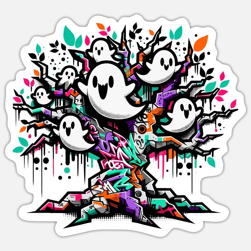 Graffiti Ghost Tree T-Shirt Sticker taille S (10 x 10 cm)