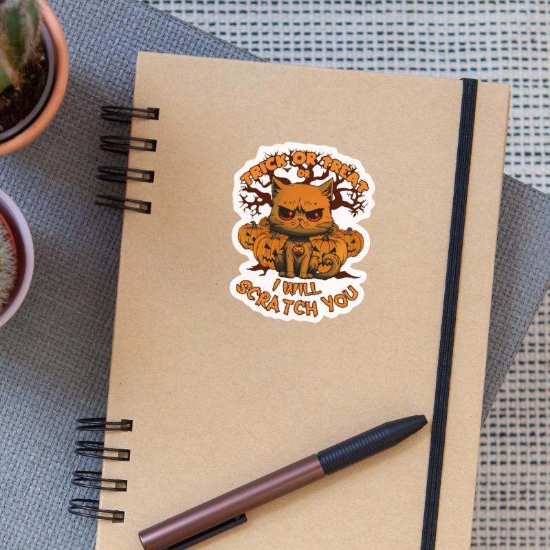 Süßes oder Saures oder ich kratze dich, CAT Sticker Größe S (10 x 10 cm)