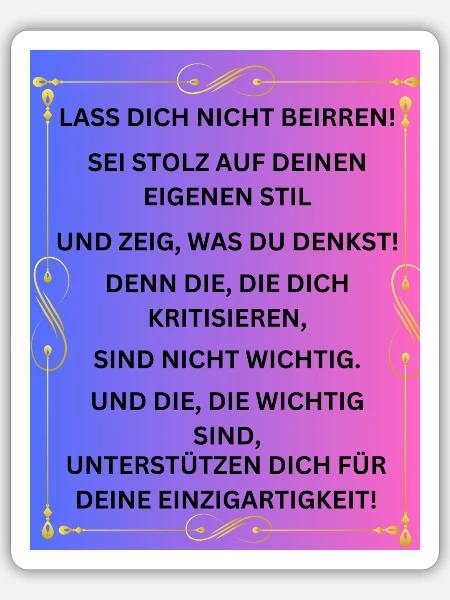 Motivation Zielsetzung Stil Selbstvertrauen - Sticker Größe S (10 x 10 cm) - Mattweiß