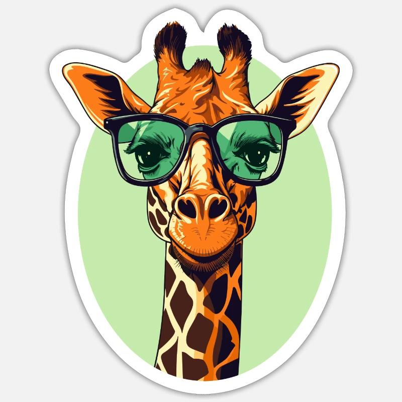 Giraffe mit Brille Sticker Größe S (10 x 10 cm)