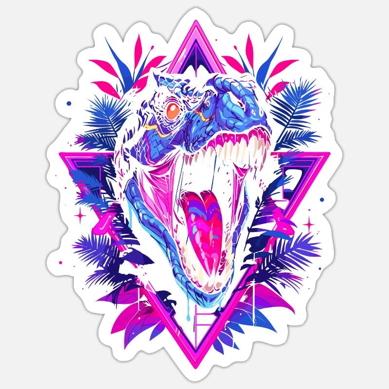 Synthwave Raptor - Sticker size S (10 x 10 cm) - white matte